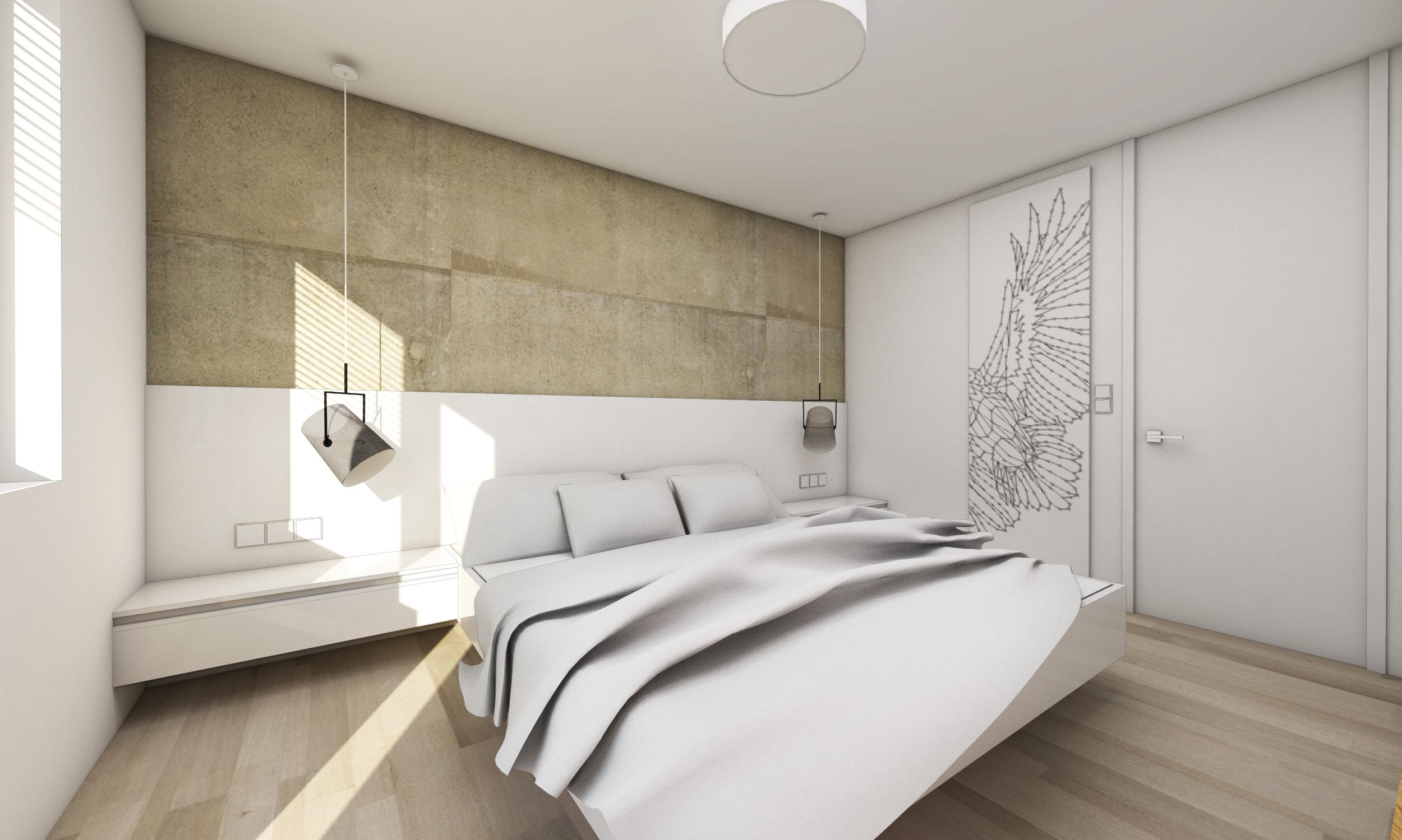 Drei zimmer wohnung mit einer betonwand, bratislava, slowakei ...